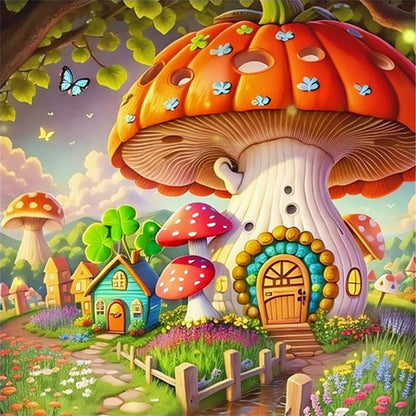 Mushroom House - 16CT Stamped Cross Stitch 40*40CM