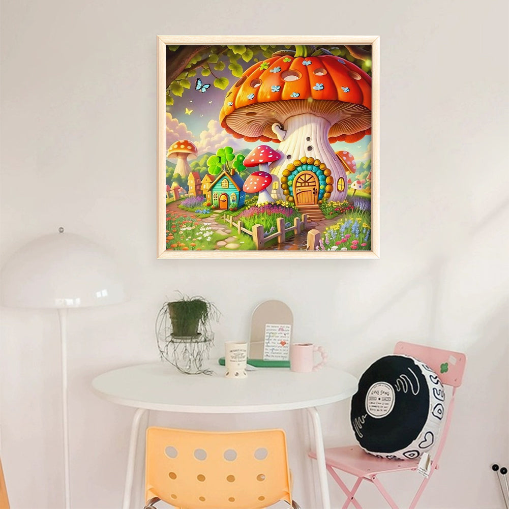 Mushroom House - 16CT Stamped Cross Stitch 40*40CM