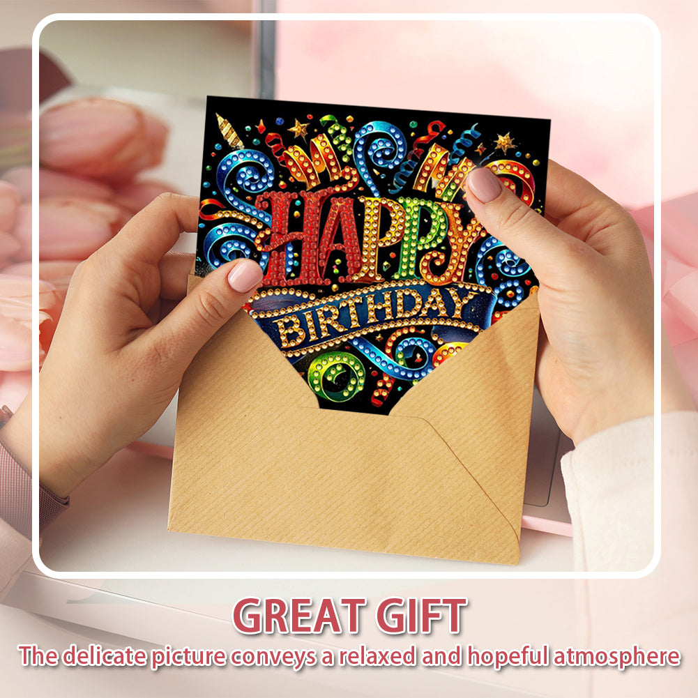 10PCS DIY Rhinestone Diamond Art Mosaic Postcards for Festivals and Celebrations