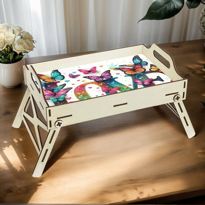 DIY Diamond Painted Dining Plate with Handle Wooden Food Tray Home Decor Gift