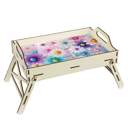 DIY Diamond Painted Dining Plate with Handle Wooden Food Tray Home Decor Gift