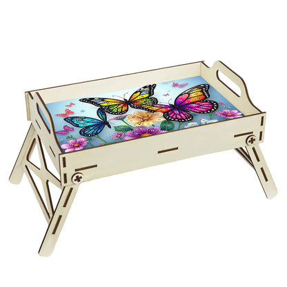 DIY Diamond Painted Dining Plate with Handle Wooden Food Tray Home Decor Gift