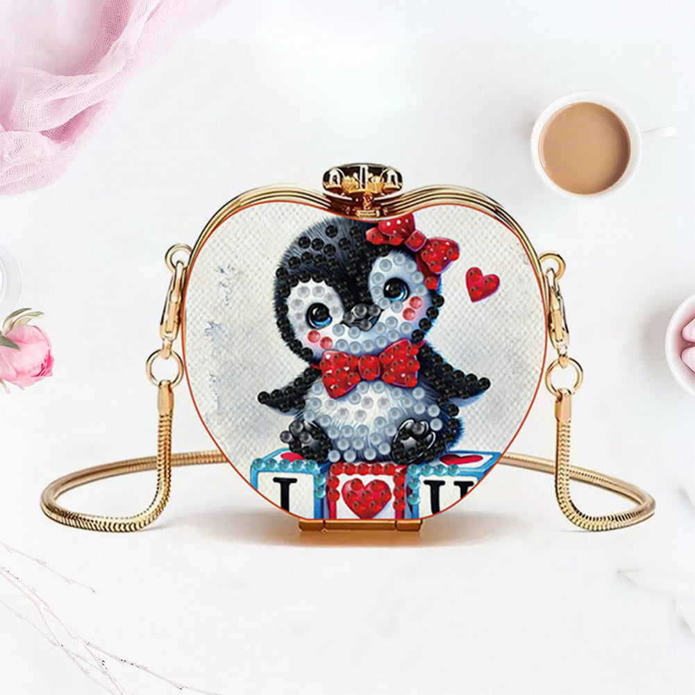 Penguin DIY Diamond Painting Shoulder Bag for Coins Lipstick Earphones Gifts
