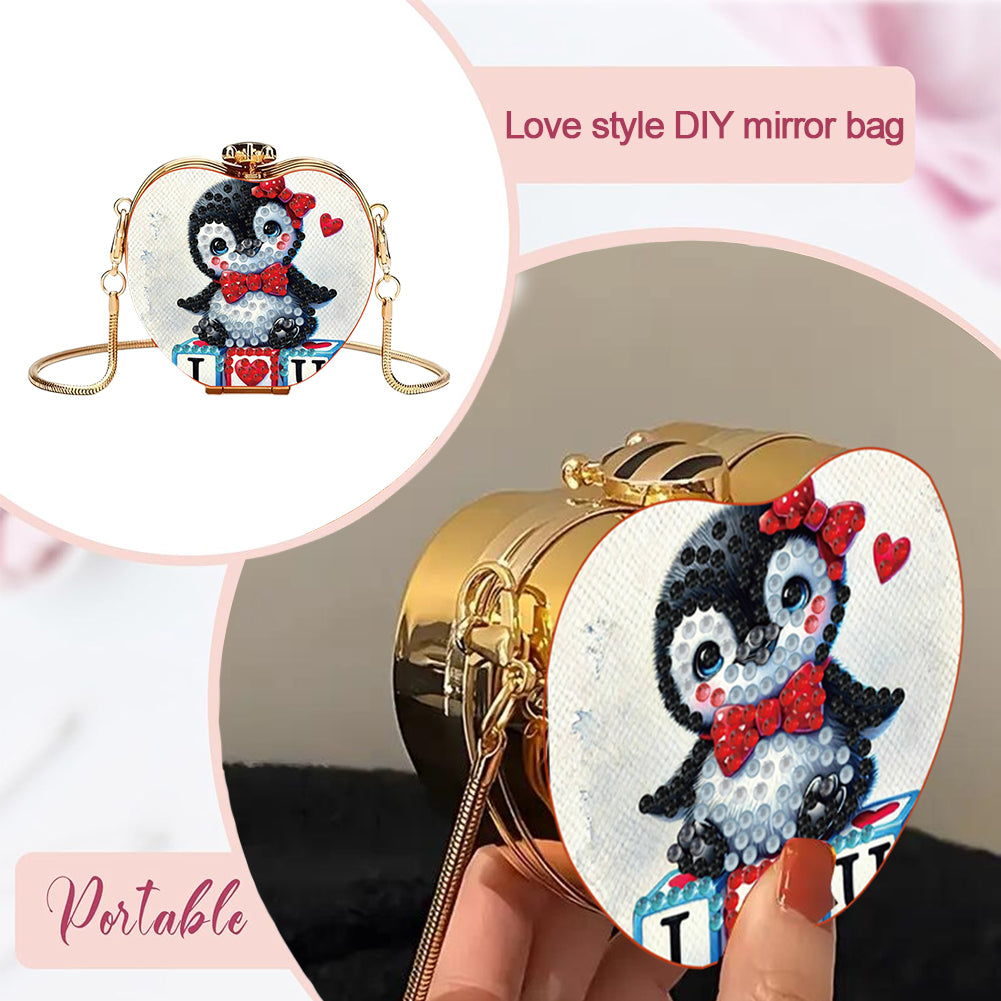 Penguin DIY Diamond Painting Shoulder Bag for Coins Lipstick Earphones Gifts