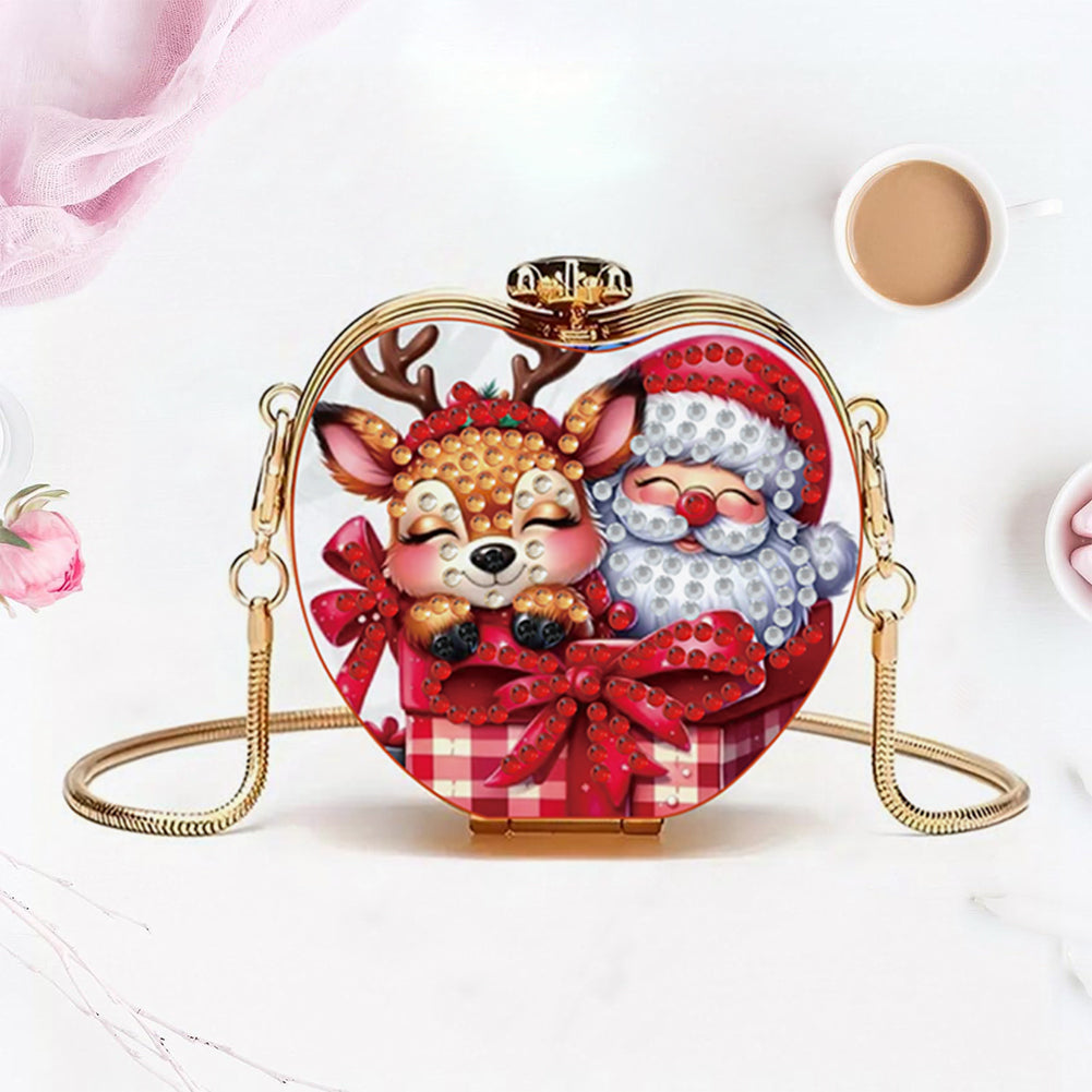 Deer and Santa DIY Diamond Painting Shoulder Bag for Coins Lipstick Earphones