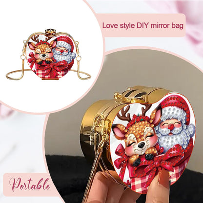 Deer and Santa DIY Diamond Painting Shoulder Bag for Coins Lipstick Earphones