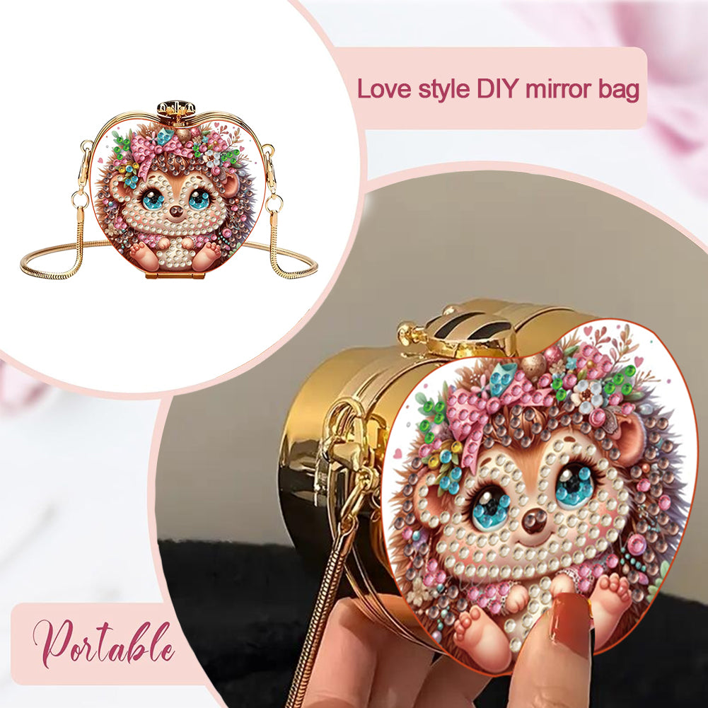 Hedgehog DIY Diamond Painting Shoulder Bag for Coins Lipstick Earphones Gifts