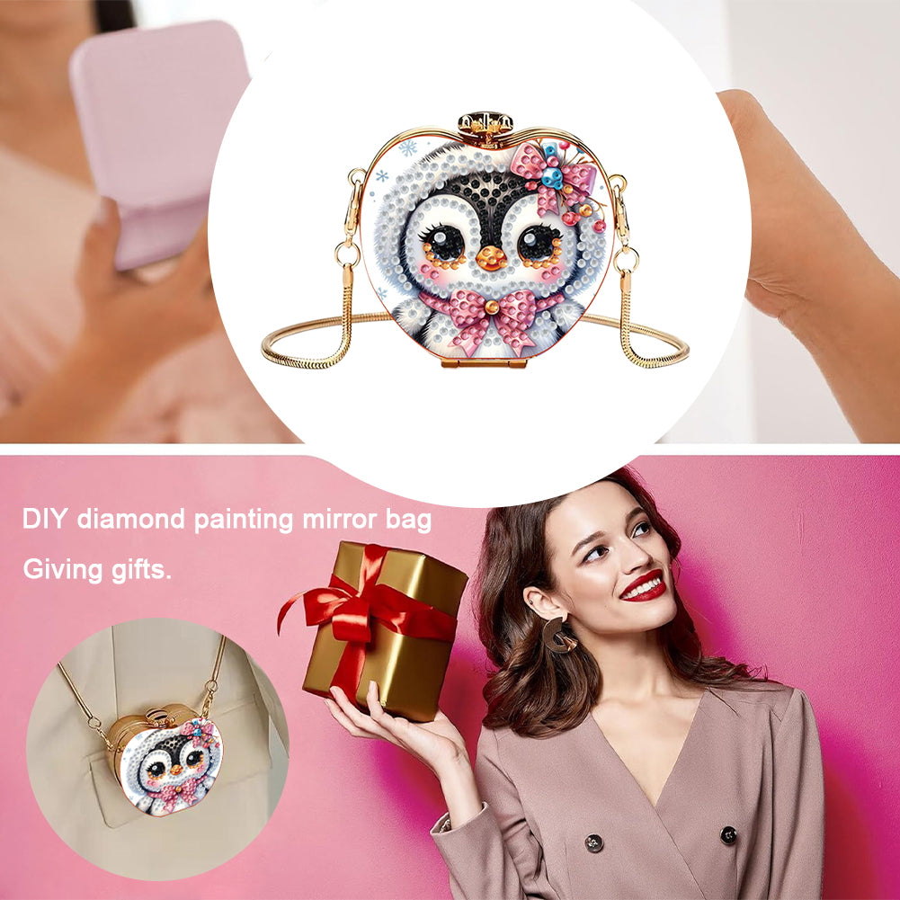 Penguin DIY Diamond Painting Shoulder Bag for Coins Lipstick Earphones Gifts