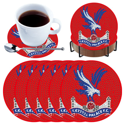 6pcs Crystal FC DIY Diamond Painting Coasters Kit with Holder for Adult Beginner