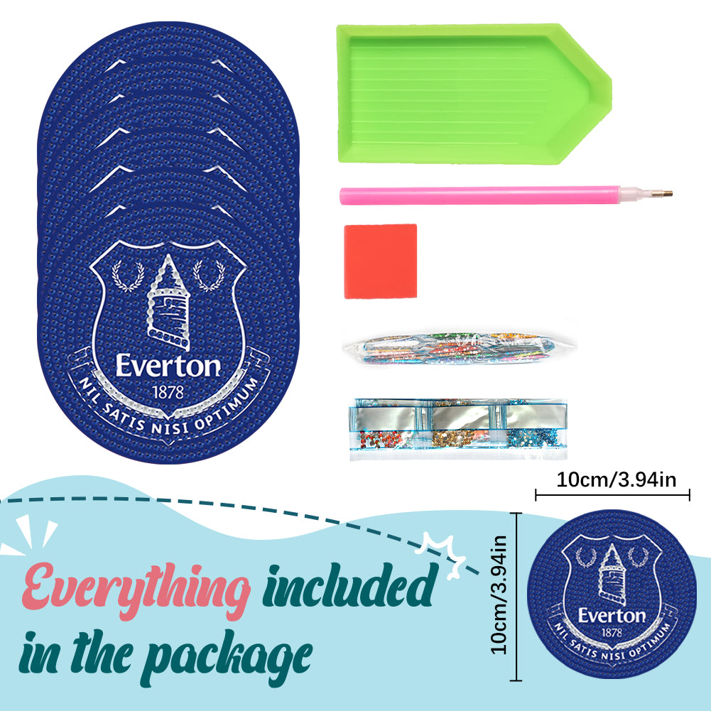 6pcs Everton FC DIY Diamond Painting Coasters Kit with Holder for Adult Beginner