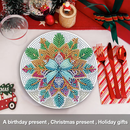 4 PCS Christmas Snowflake Diamond Painting Placemat Kit for Home Kitchen Parties