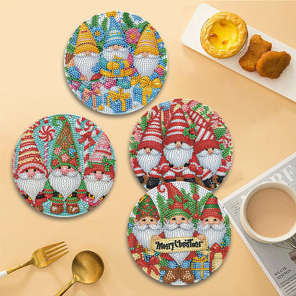 4 PCS Christmas Gnome Diamond Painting Placemat Kit for Home Kitchen Parties