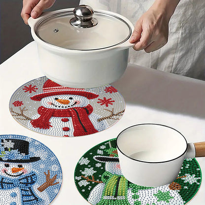 4pcs Christmas Diamond Art Coasters Kits for Home Party and Holiday Decorations
