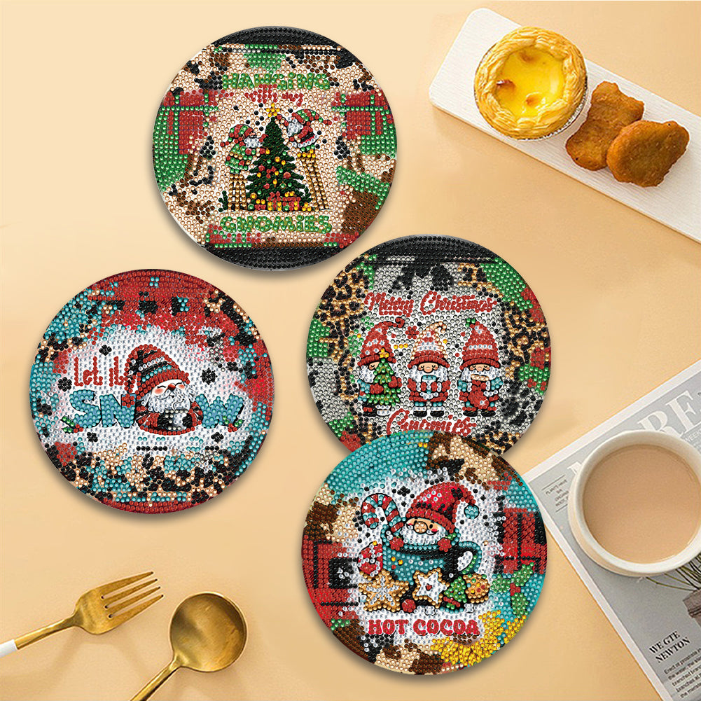 4 PCS Christmas Diamond Painting Placemat Kit for Home Kitchen Parties   Camping