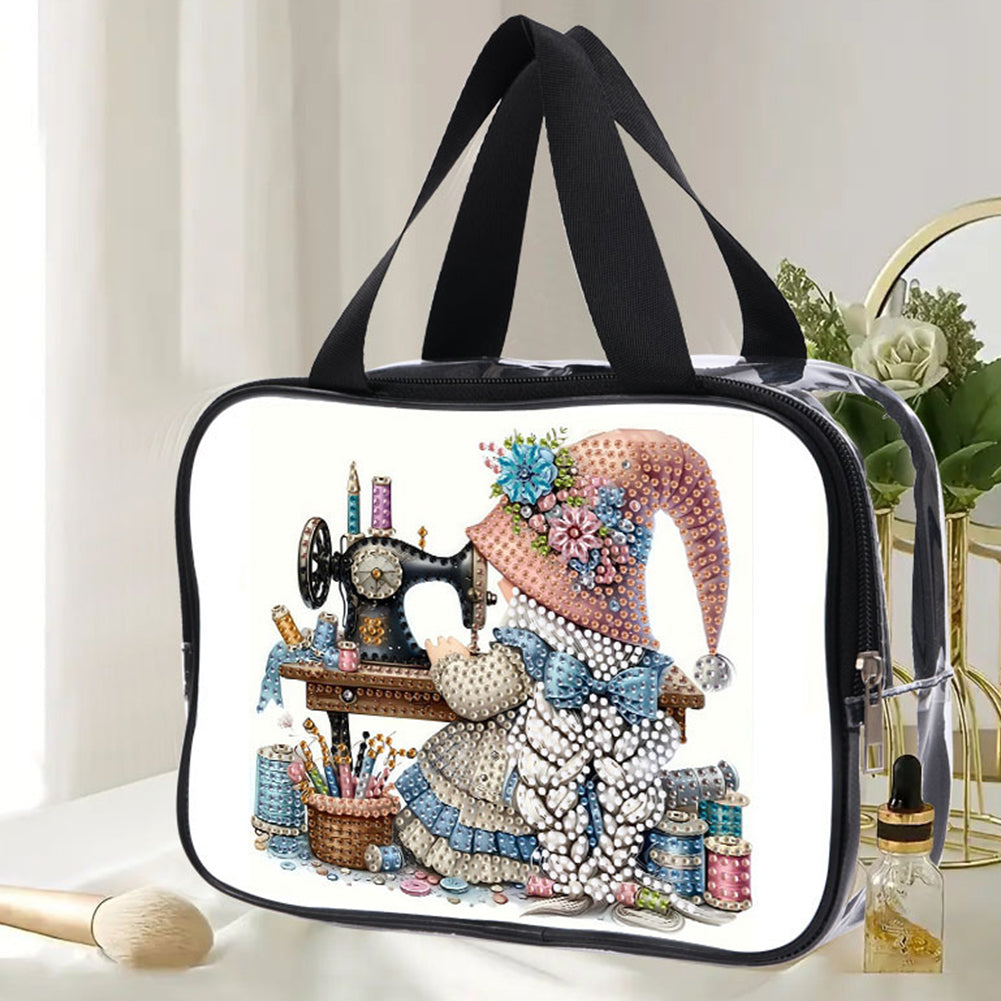 DIY Sewing Machine Diamond Painting Bling Rhinestone Makeup Bag Storage Bag