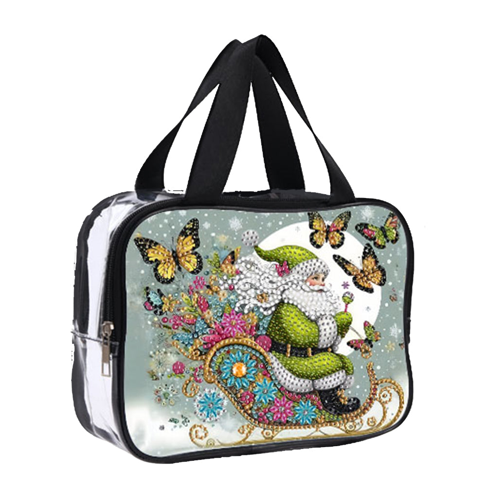 DIY Santa Claus Diamond Painting Bling Rhinestone Makeup Bag Large Storage Bag Christmas