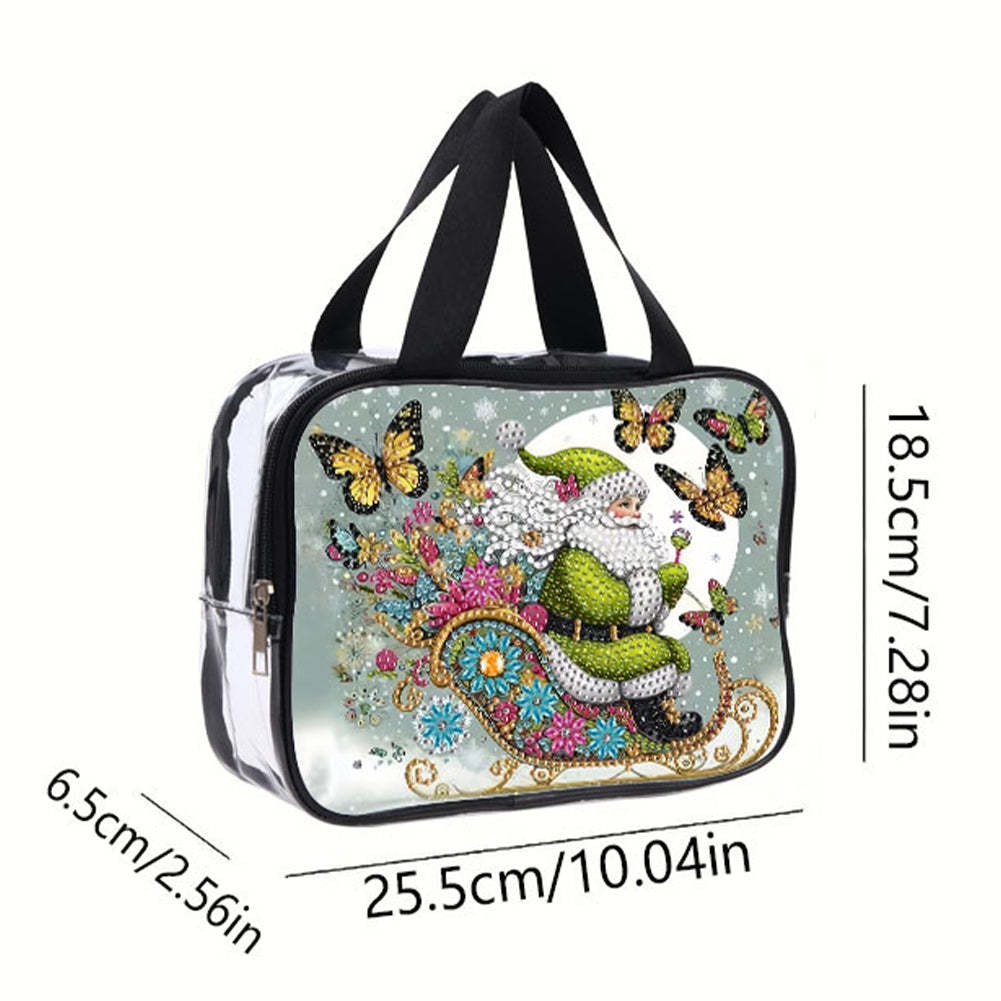 DIY Santa Claus Diamond Painting Bling Rhinestone Makeup Bag Large Storage Bag Christmas