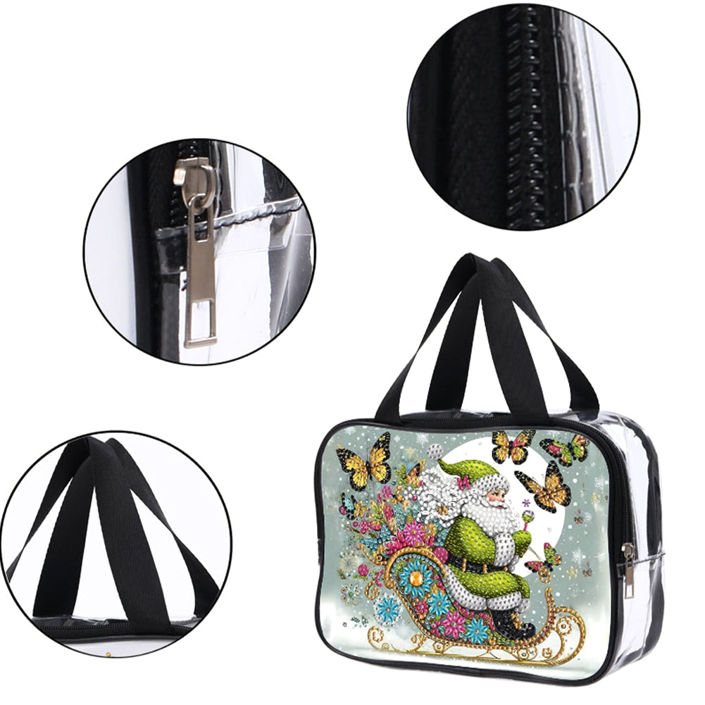 DIY Santa Claus Diamond Painting Bling Rhinestone Makeup Bag Large Storage Bag Christmas