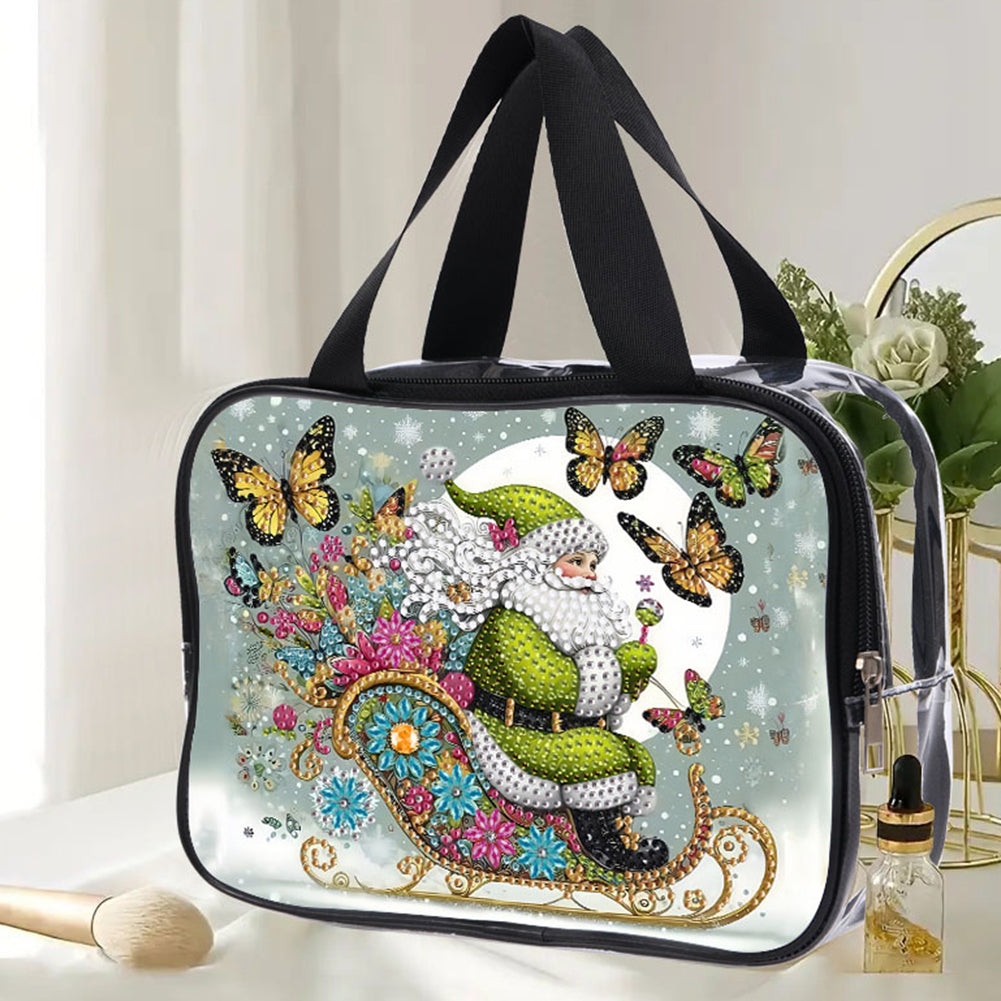 DIY Santa Claus Diamond Painting Bling Rhinestone Makeup Bag Large Storage Bag Christmas