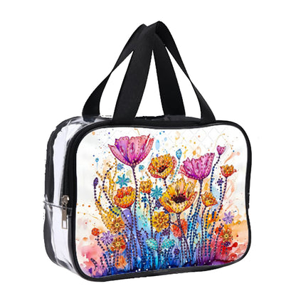 DIY Flower Diamond Painting Bling Rhinestone Makeup Bag Large Storage Bag