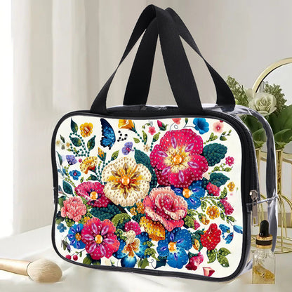 DIY Flower Diamond Painting Bling Rhinestone Makeup Bag Large Storage Bag