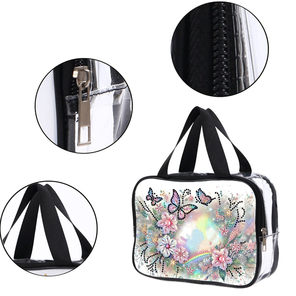 DIY Flower Butterfly Diamond Painting Bling Rhinestone Makeup Bag Storage Bag