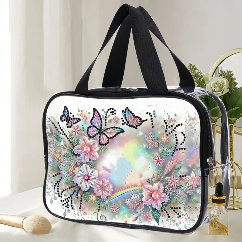DIY Flower Butterfly Diamond Painting Bling Rhinestone Makeup Bag Storage Bag