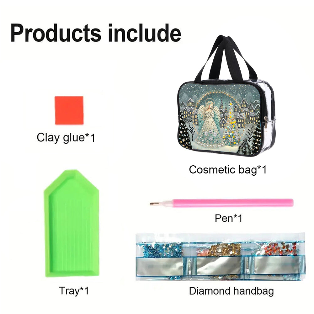 DIY Angel Diamond Painting Bling Rhinestone Makeup Bag Large Storage Bag