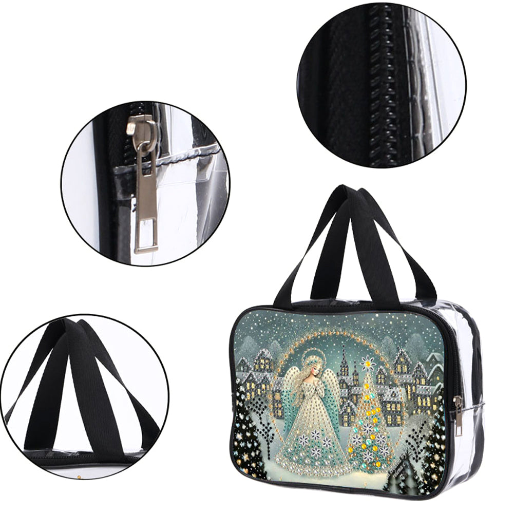 DIY Angel Diamond Painting Bling Rhinestone Makeup Bag Large Storage Bag