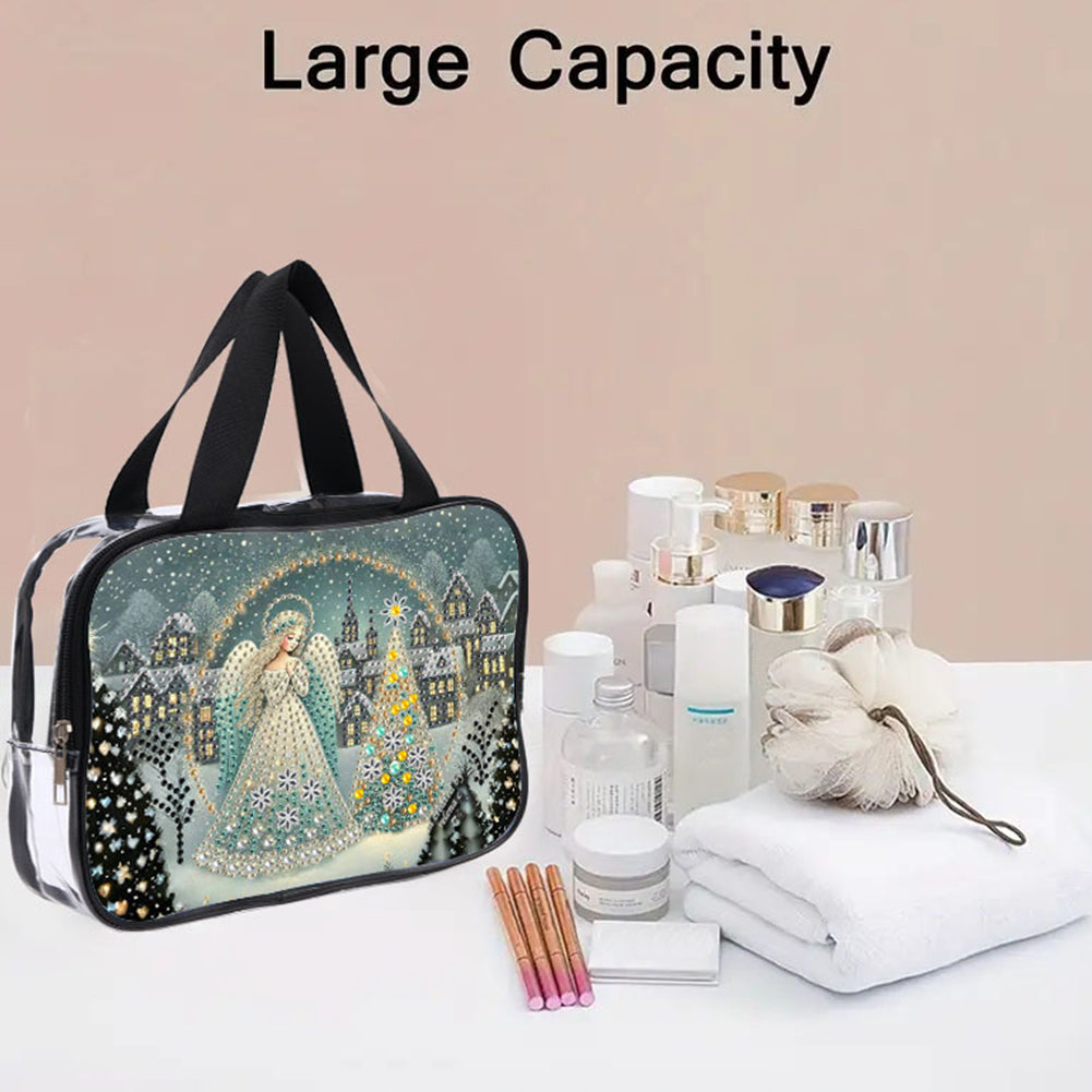 DIY Angel Diamond Painting Bling Rhinestone Makeup Bag Large Storage Bag