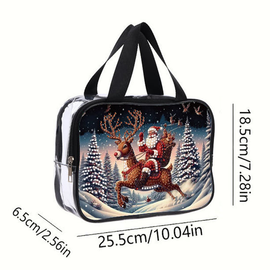 DIY Santa Claus Diamond Painting Bling Rhinestone Makeup Bag Large Storage Bag Christmas