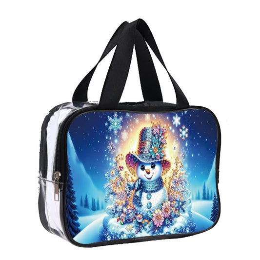 DIY Snowman Diamond Painting Bling Rhinestone Makeup Bag Large Storage Bag