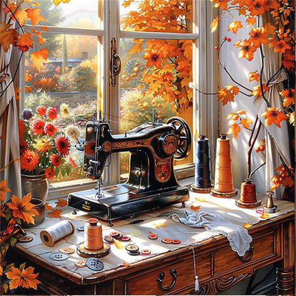 Sewing Machine - 11CT Stamped Cross Stitch 50*50CM