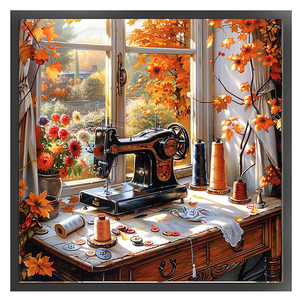Sewing Machine - 11CT Stamped Cross Stitch 50*50CM