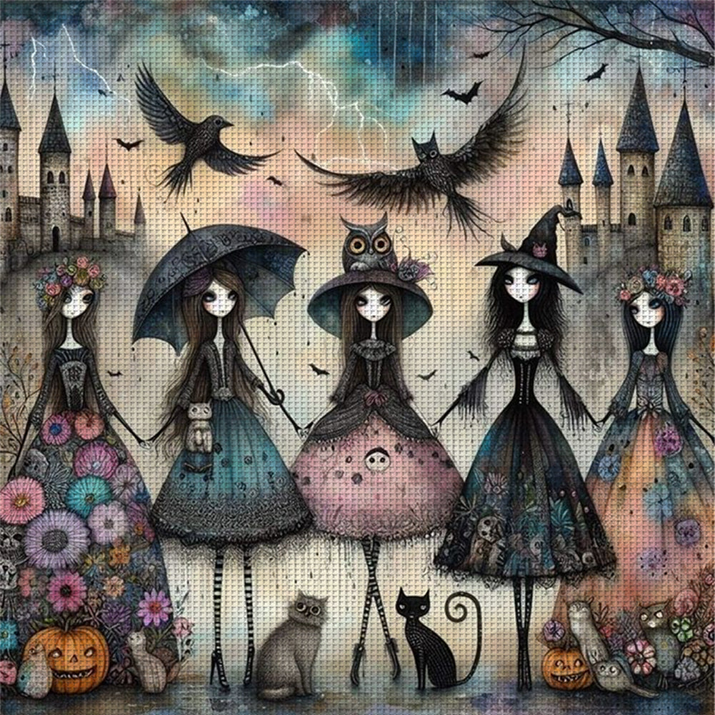 Witches - 11CT Stamped Cross Stitch 50*50CM