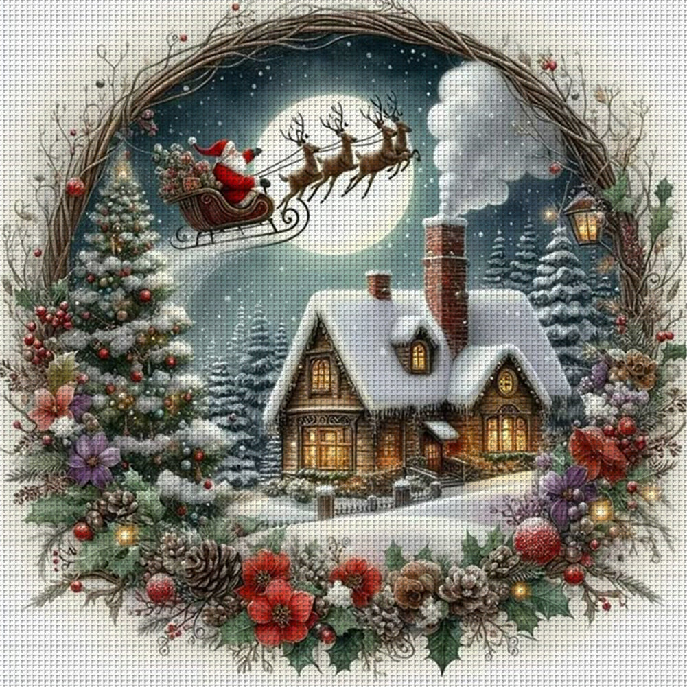Wreath Scenery - 14CT Counted Cross Stitch 40*40CM