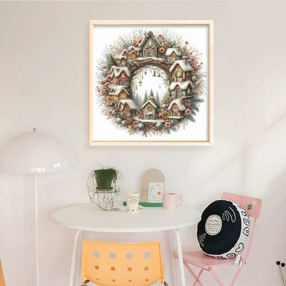 Winter Cottage Wreath - 14CT Counted Cross Stitch 40*40CM