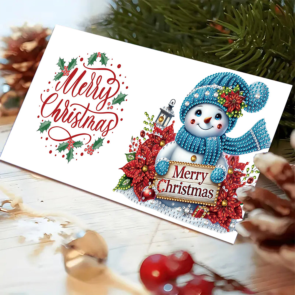 6PCS DIY Diamond Art Greeting Cards Snowman Congratulations Cards & Gifts