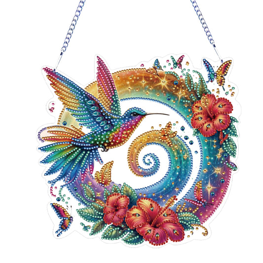 2D Flat Hummingbird DIY Diamond Art Pendant Special Shape Wall Door Decoration