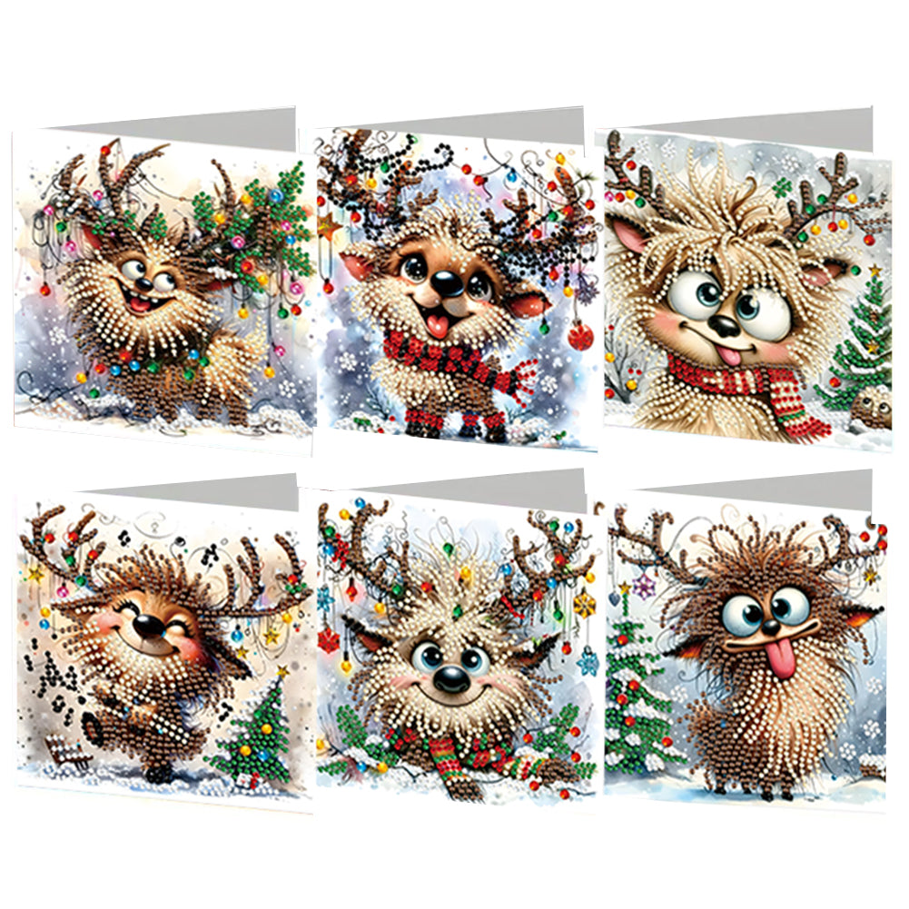 6PCS DIY Diamond Art Greeting Cards Deer Designs Congratulations Cards & Gifts