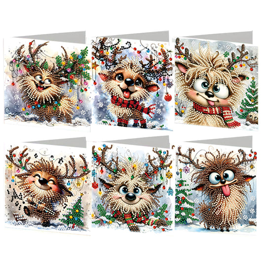 6PCS DIY Diamond Art Greeting Cards Deer Designs Congratulations Cards & Gifts