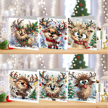 6PCS DIY Diamond Art Greeting Cards Deer Designs Congratulations Cards & Gifts
