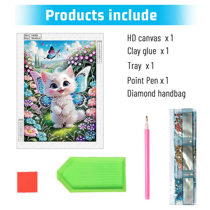 Butterfly Kitten - Special Shaped Drill Diamond Painting 30*40CM