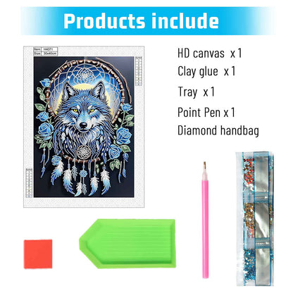 Dream Catcher Wolf - Special Shaped Drill Diamond Painting 30*40CM
