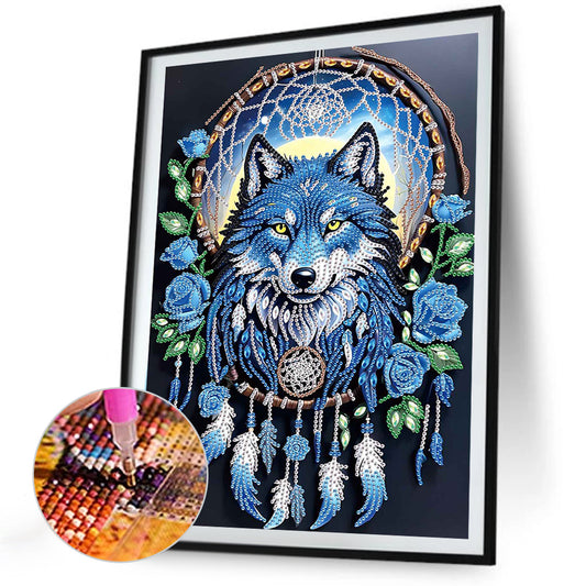 Dreamcatcher Wolf - Special Shaped Drill Diamond Painting 30*40CM