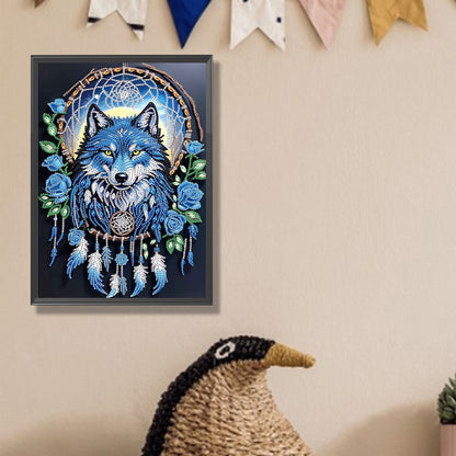 Dreamcatcher Wolf - Special Shaped Drill Diamond Painting 30*40CM