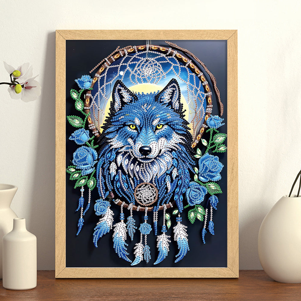 Dream Catcher Wolf - Special Shaped Drill Diamond Painting 30*40CM