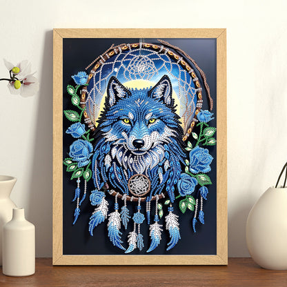 Dreamcatcher Wolf - Special Shaped Drill Diamond Painting 30*40CM