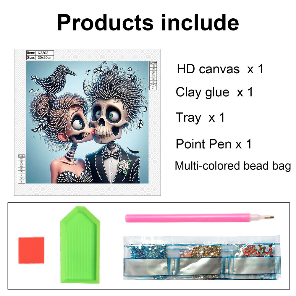 Halloween Skeleton - Special Shaped Drill Diamond Painting 30*30CM