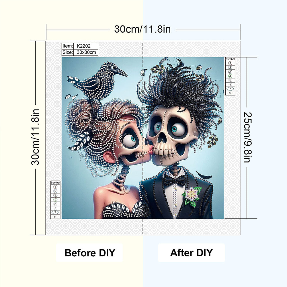 Halloween Skeleton - Special Shaped Drill Diamond Painting 30*30CM